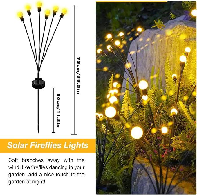 Solar Outdoor Lights, 6 Pack Firefly Solar Garden Lights for Outside, Garden Decorations by GreenHaven Gardens