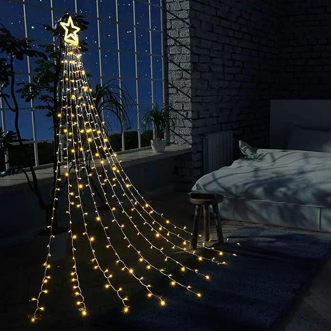 Toodour Christmas Decorations Outdoor Star Lights, 317 LED 10ft X 9 Waterfall Tree Lights with 12" Topper Star, 8 Lighting Modes Outside Christmas Lights for Yard Garden Holiday Decor (Warm White) by GreenHaven Gardens