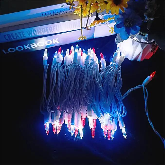 Red White and Blue LED Christmas Lights - 35 Count 4th of July String Lights for Small Tree, Crafts, Independence Day Patriotic Decorations, 11 Feet White Wire, UL Certified, Connectable by GreenHaven Gardens