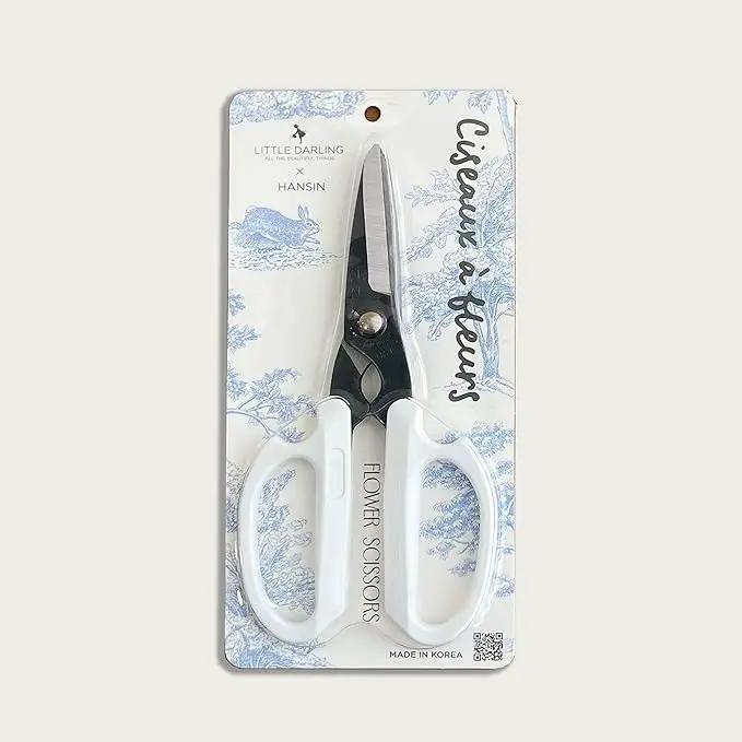 LITTLE DARLING White Korean Flower Scissors Pruning Shear Gardening Trimming Sharp Blade Floral Shears With Non-Slip Comfortable Grip by GreenHaven Gardens