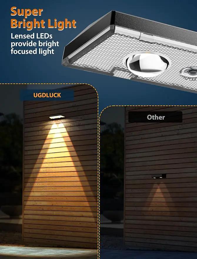 Solar Fence Lights ,Warm White & Cold White & Mixed Color 3 Modes Bright Lens LED Dusk to Dawn Deck Light, Fence Solar Lights Outdoor Waterproof,Solar Outdoor Lights for Backyard/Railing/Wall (16Pack) by GreenHaven Gardens