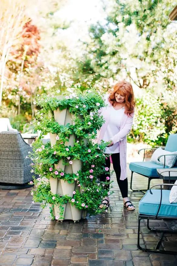 Greenstalk Patented Large 5 Tier Vertical Garden Planter with Patented Internal Watering System Great for Growing a Variety of Strawberries, Vegetables, Herbs, & Flowers (Stunning Stone) by GreenHaven Gardens