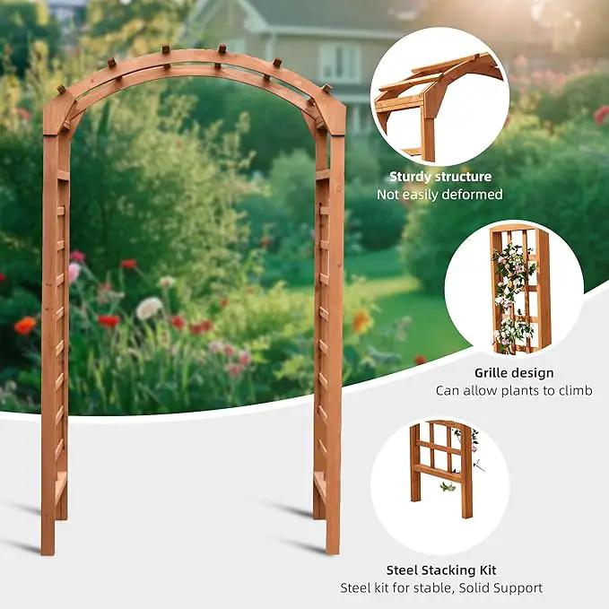 Solid Fir Wooden Garden Arch Premium Outdoor Trellis for Climbing Plants, 84.5”H×49.37”W×23.5’’D, Also can be Used for Wedding and Party Decoration by GreenHaven Gardens