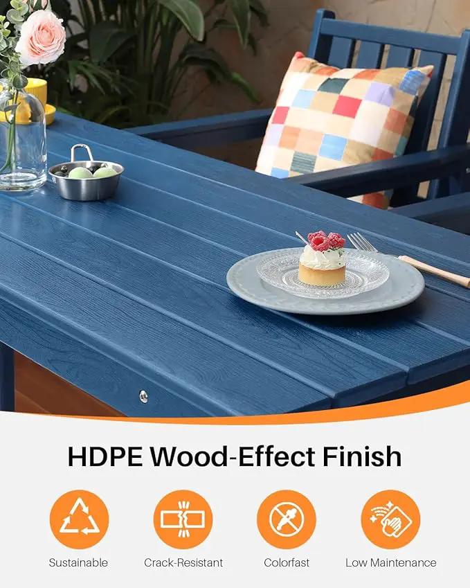 HDPE Outdoor Bar Table, 41" Rectangular Patio Bar Tables, Outdoor Counter Height Table Adirondack Patio Bar Height Table, HDPE Outside Pub Tables for Outside, Balcony, Deck, Poolside, Navy by GreenHaven Gardens