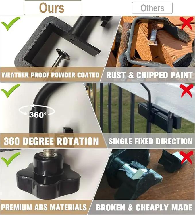 38 Inch Extended Reach Deck Hook Hanger for Railing, Heavy Duty Outdoor Plant Hook Holder for Hanging Bird Feeder Flower Basket Planter or Lanterns, 2 Packs by GreenHaven Gardens