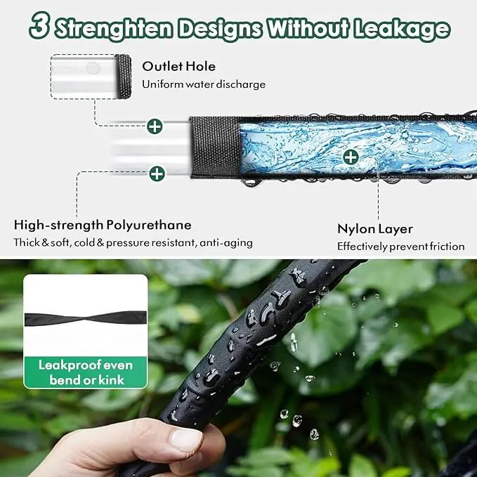 IPOW 50ft + 50ft IPOW Heavy Duty Double Layer Design Saves 80% Water Leak Proof Soaker Hose, Drip Watering Hose for Garden, Lawn, Flower Bed, Vegetable Field (50 FT x 2Pack) by GreenHaven Gardens