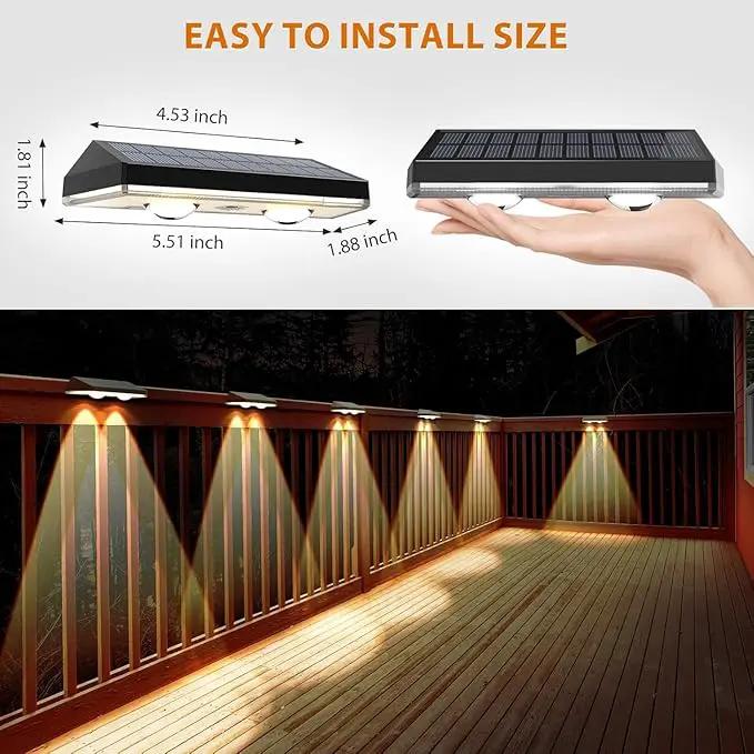 Solar Fence Lights,RGB & Warm White & 6 Colors Lens LED Dusk to Dawn Deck Light, Fence Solar Lights Outdoor Waterproof, Solar Outdoor Lights for Backyard/Railing/Wall/Step/Patio/Pool Set of 2 by GreenHaven Gardens