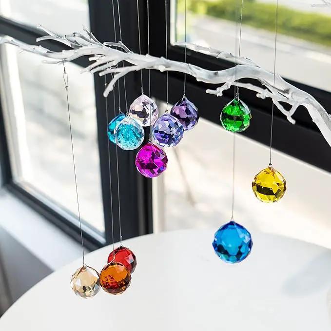 H&D 20mm Multi-Color Crystal Ball Prism Feng Shui Faceted Decorating,Pack of 12 by GreenHaven Gardens