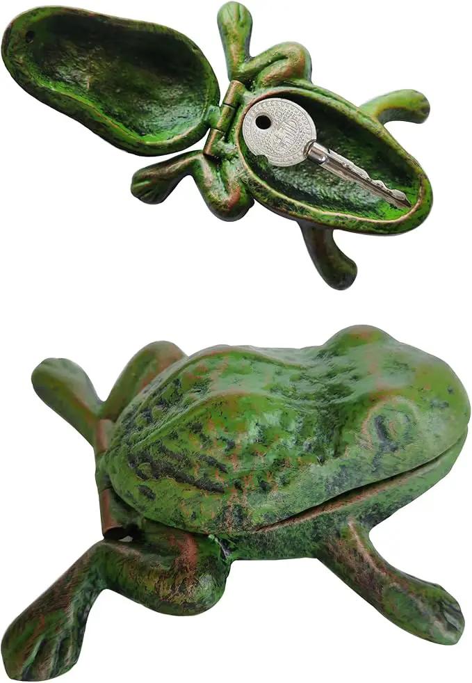 Iron Frog Key Hider - Hide a Key Outdoor - Outside Key Hider - Spare Key Holder, Garden Decoration Frog Statues… by GreenHaven Gardens