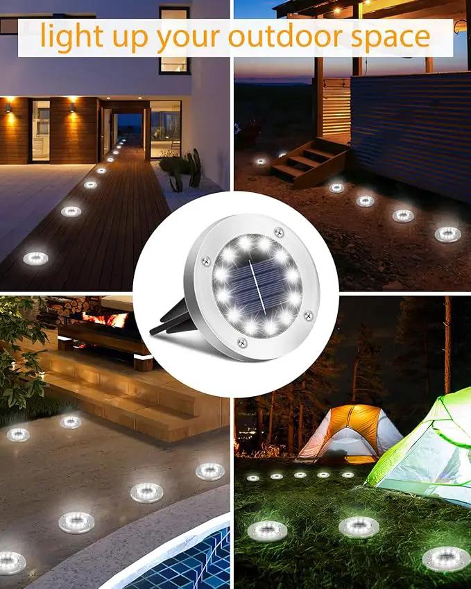 Coroor Solar Ground Lights, 12 LED Waterproof Garden Lights Outdoor Bright In-Ground, Solar Disk Lights Outdoor Decorations for Pathway Yard Lawn Patio Walkway Pool(20 Packs White) by GreenHaven Gardens