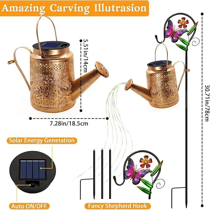 Solar Watering Can Lights, Butterfly Hanging Lantern Solar Lights Outdoor, Waterproof Garden Decor Outside Patio Yard Pathway Backyard, Gardening Gifts for Mom Grandma Women Birthday Mother's Day by GreenHaven Gardens