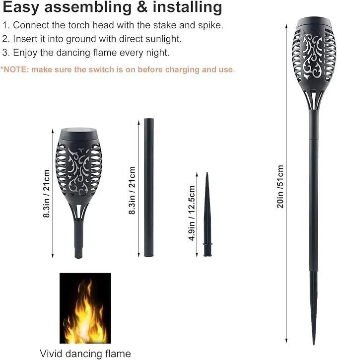 4 Pack Upgraded Solar Lights Outdoor, Mini Solar Torch Lights with Flickering Flames, Waterproof Landscape Decoration Dancing Flame Lights for Garden Pathway Yard by GreenHaven Gardens