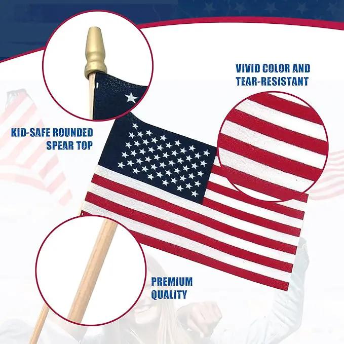 US Flag Store USA Stick Flag 4" x 6" Standard with Spear Tip by GreenHaven Gardens