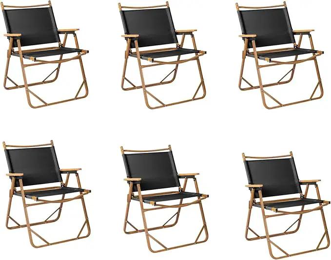 Outvita Portable Folding Camping Chair, 6pcs Ultralight Low Beach Chair, Durable Aluminum Frame Armchairs for Hiking Concert Fishing Picnic, Supports 233Lbs by GreenHaven Gardens