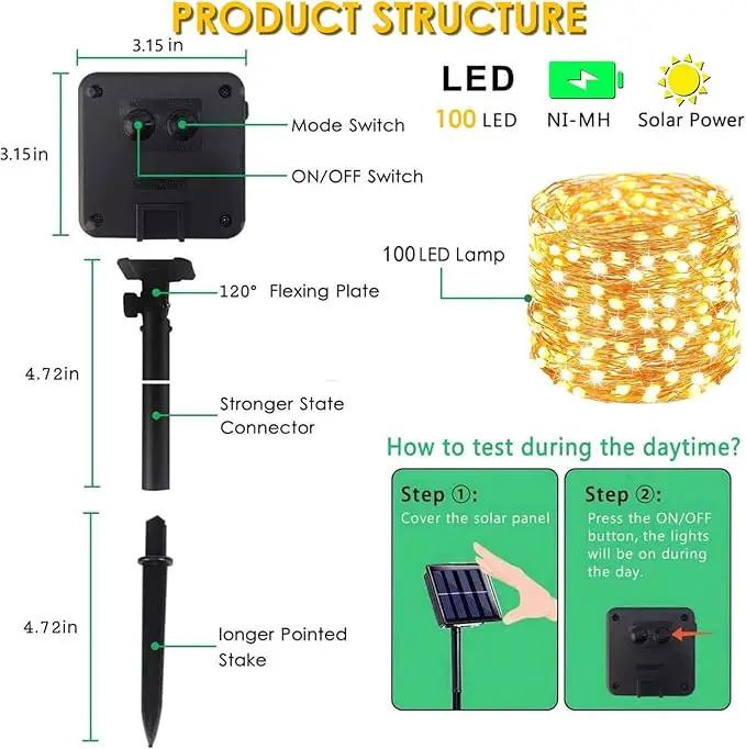 Solar Christmas String Lights Outside, 3 Pack Total 120FT 300 LED Solar Garden Twinkle Lights Outdoor, Waterproof with 8 Modes Solar Fairy Lights for Patio Party Wedding Christmas Decor (Warm White) by GreenHaven Gardens