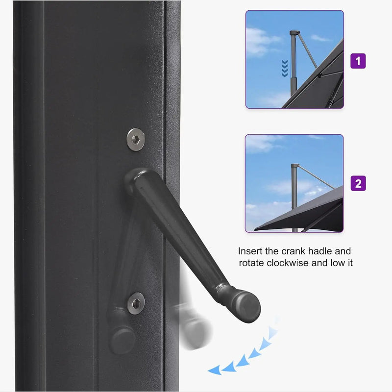 PURPLE LEAF 11.5' X 11.5' Telescopic Patio Umbrella Outdoor Cantilever Umbrella Square Up Down Lifting Offset Umbrella with 360-degree Rotation for Garden Deck Pool Patio Grey by GreenHaven Gardens