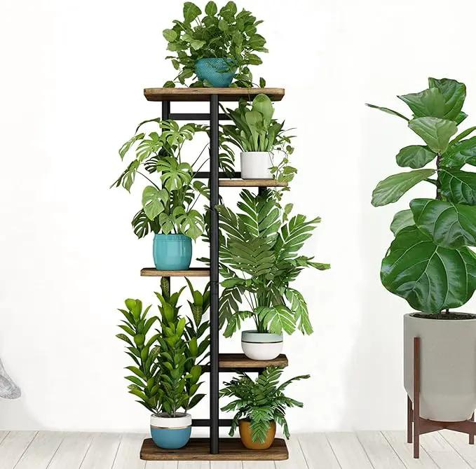 LINZINAR Plant Stand 5 Tier 6 Plant Multiple Flower Rack Holder Shelves Rack Storage Organizer Display Indoor Planter for Balcony Bedroom Patio Garden Living Room, Black by GreenHaven Gardens