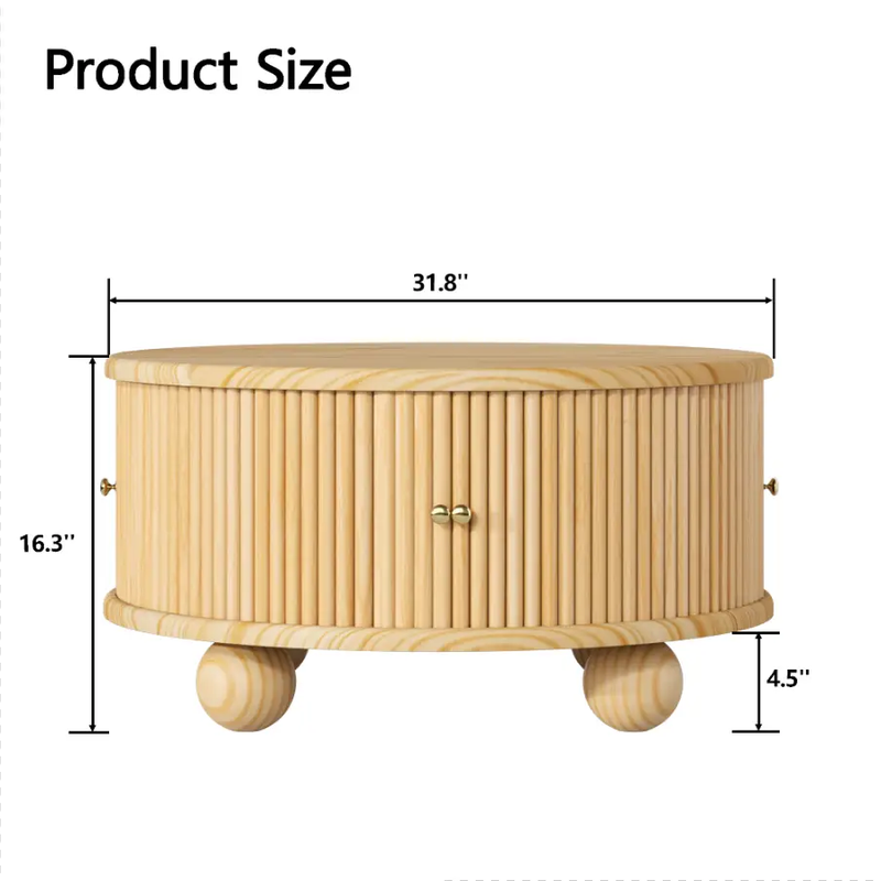 Round Fluted Coffee Table with Storage by HouseOfZazla