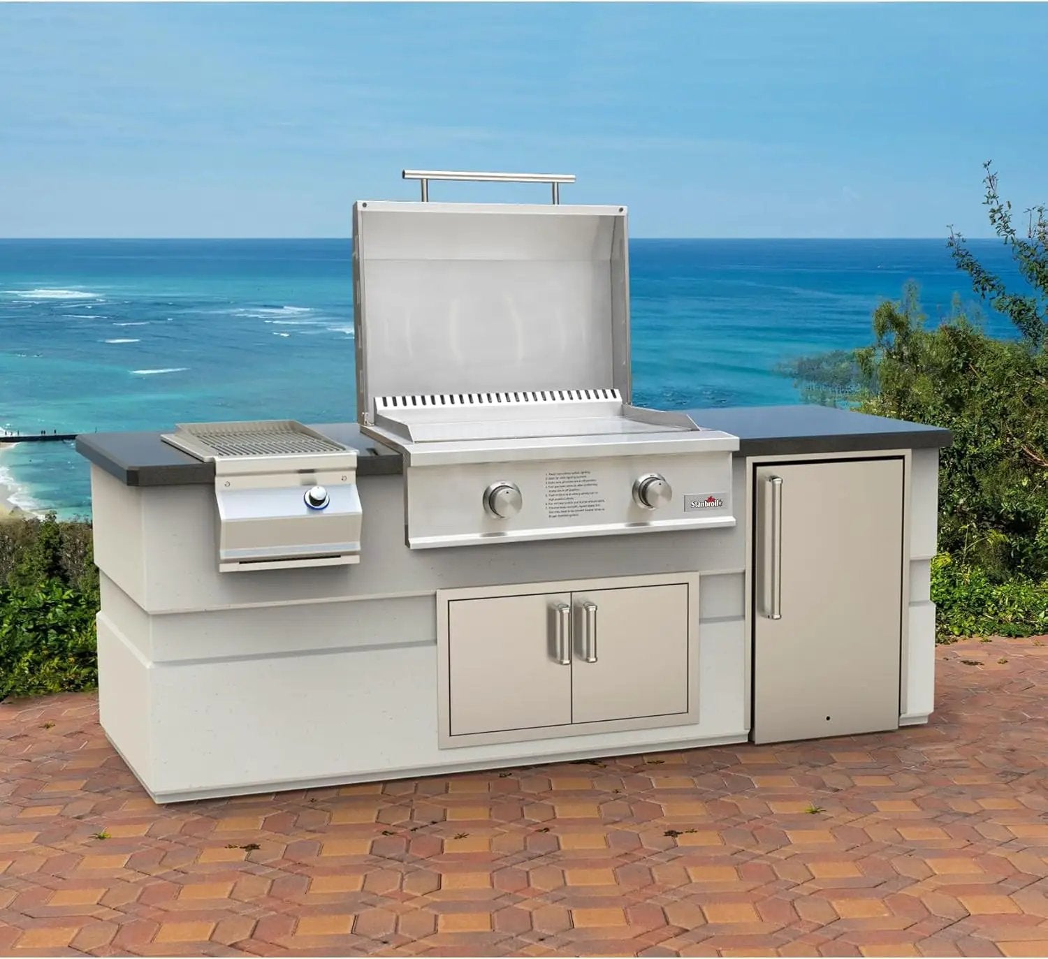 Stanbroil 28-Inch Premium Built-In Natural Gas Griddle for Outdoor Kitchen Grill, Durable Stainless Steel 2-Burner Flat Top Grill with Lid for BBQ Island, 34,000 BTUs by GreenHaven Gardens
