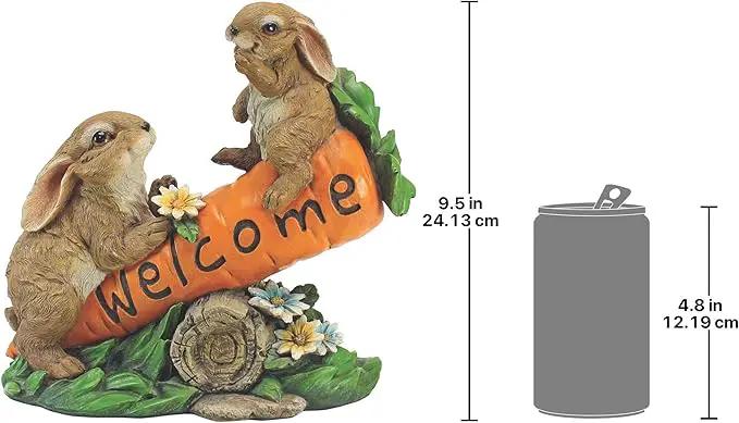 Design Toscano HF317387 Bunny Bunch Rabbits Outdoor Garden Statue Welcome Sign, 10 Inch, Full Color by GreenHaven Gardens