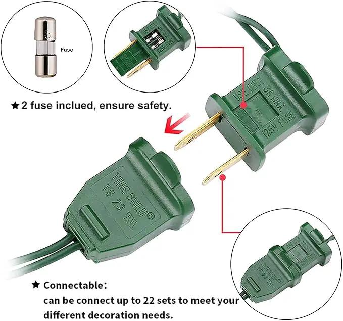 Green Christmas LED Lights - 2 Pack 100 Count Green Christmas String Lights for Tree, Party, Holiday, Indoor/Outdoor St. Patrick's Day Decorations, 2 Sets 33 Feet Green Wire, UL Certified, Connectable by GreenHaven Gardens