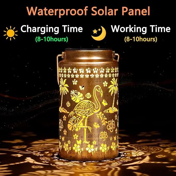 4 Pack Flamingo Solar Lanterns Outdoor Waterproof, Metal Hanging Lights Decorations for Garden Yard Lawn Patio, Flamingo Gifts for Women Mom Grandma Gardener for Mother'Day Christmas by GreenHaven Gardens