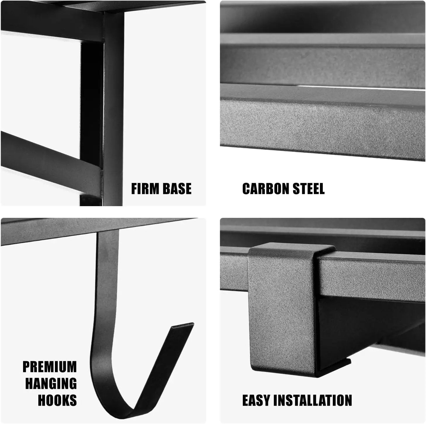 2 Pack Heavy Duty Garage Wall Shelving, 1' x 4' Wall Mount Storage, Holds 200 lbs Each, Garage Shelving Wall Mounted, Storage Rack with Hooks (Black) by GreenHaven Gardens