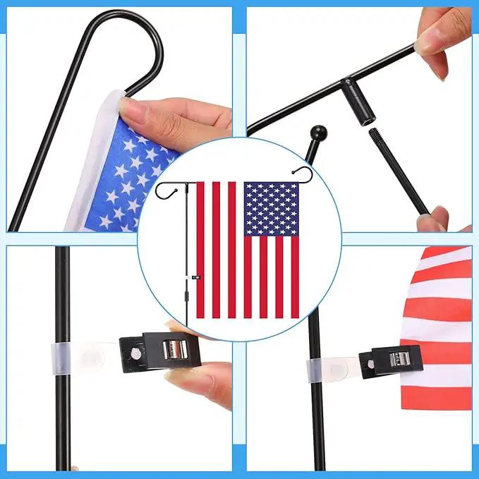 Sadnyy 10 Pack Garden Flag Stand for 13.5" Width 12 x 18 Inches Yard Flag Pole Holder Metal Powder Coated Weather Proof Holder with Anti Wind Clip for Farmhouse Outdoor Yard Lawn Decoration by GreenHaven Gardens