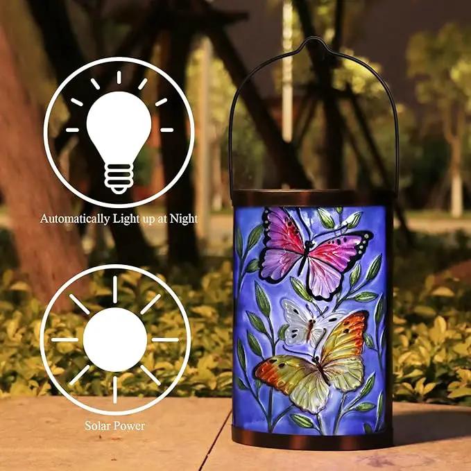 Hanging Solar Lantern Outdoor Waterproof LED Butterfly Solar Lights Decorative Solar Garden Lanterns Tabletop Lamp for Outdoor Patio Yard Decor by GreenHaven Gardens