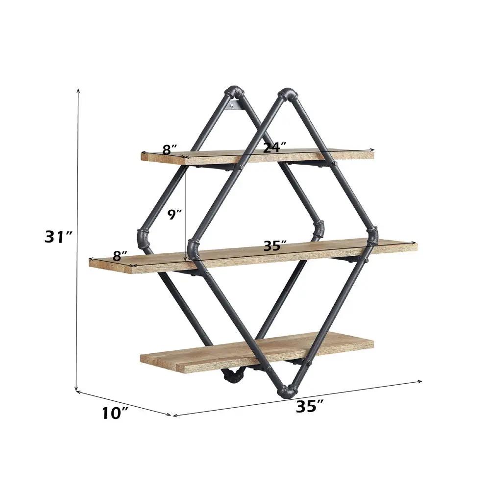 Brantley - 31" Wall Rack With 3 Shelves - Oak & Sandy Black by Unique Piece Furniture