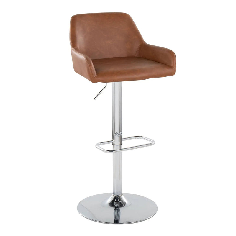 Daniella - Contemporary Adjustable Barstool With Swivel With Rounded Rectangle Footrest (Set of 2) by HouseOfZazla