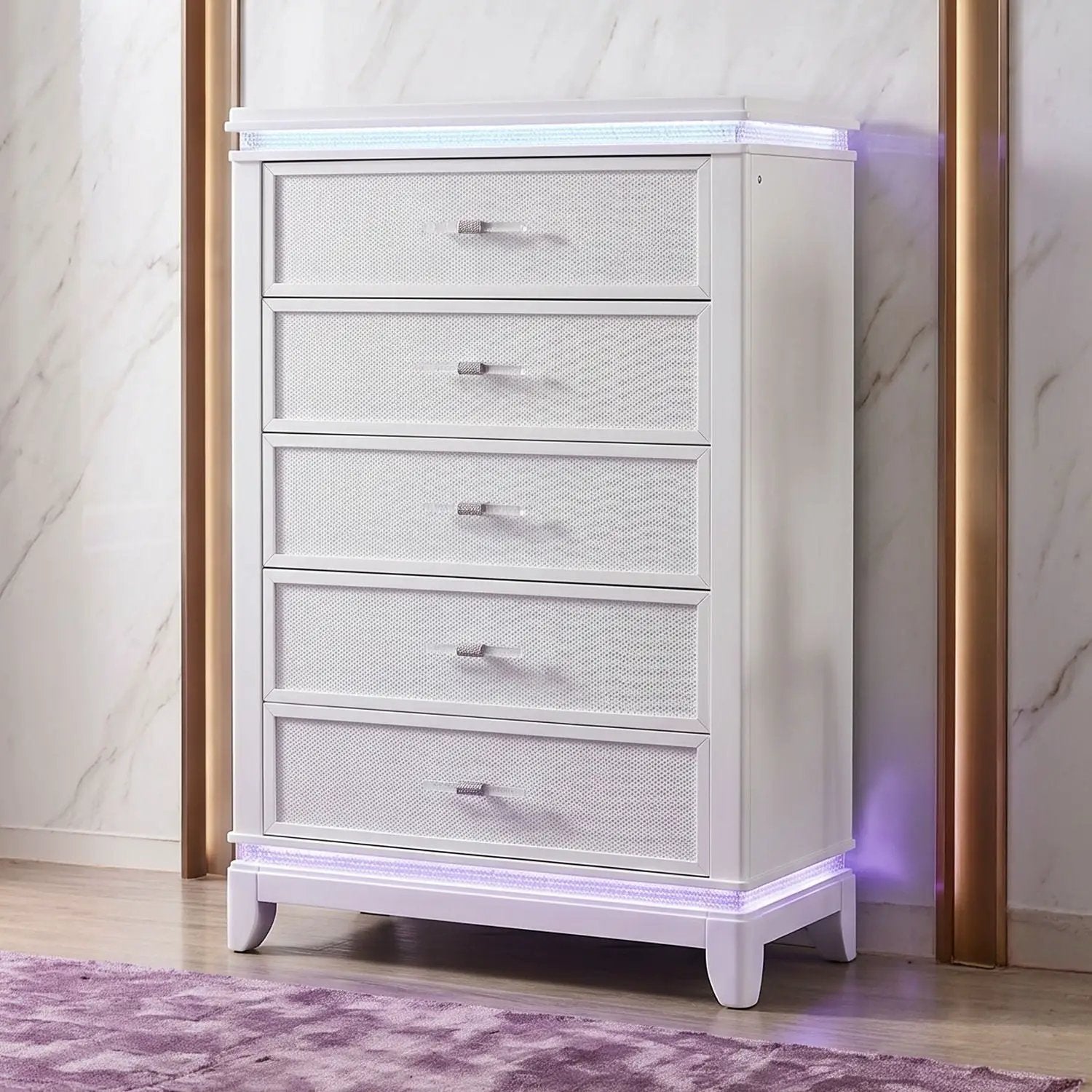 Opium - 5 Drawer Chest - White by HouseOfZazla
