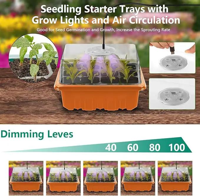 Seed Starter Tray with LED Light, 6 Pack 72 Cells Plant Grow Kit with Adjustable Humidity Vent for Mini Greenhouse Garden Germination,Bonsai Seedlings Starting Growing by GreenHaven Gardens