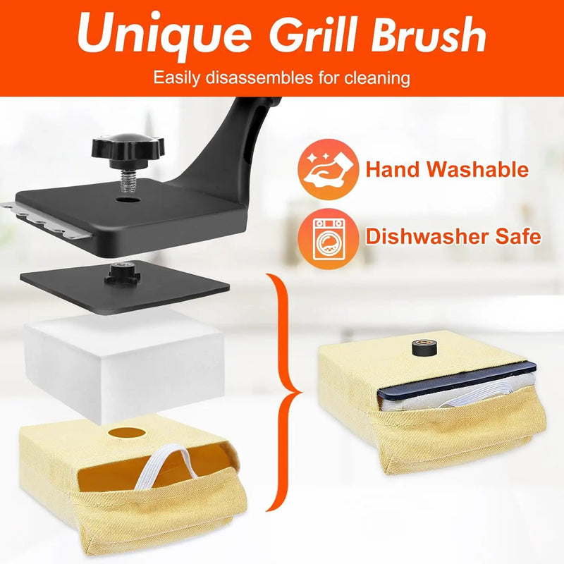 DR DAPPER Grill Brush Scraper Replace Head BBQ Cleaning Brush Bristle Free Upgraded Steam Scrubber Grill Cleaner Accessories Cloth Brush Tool for Cast Iron Stainless-Steel Grates Grill Cleaner Brushes by GreenHaven Gardens