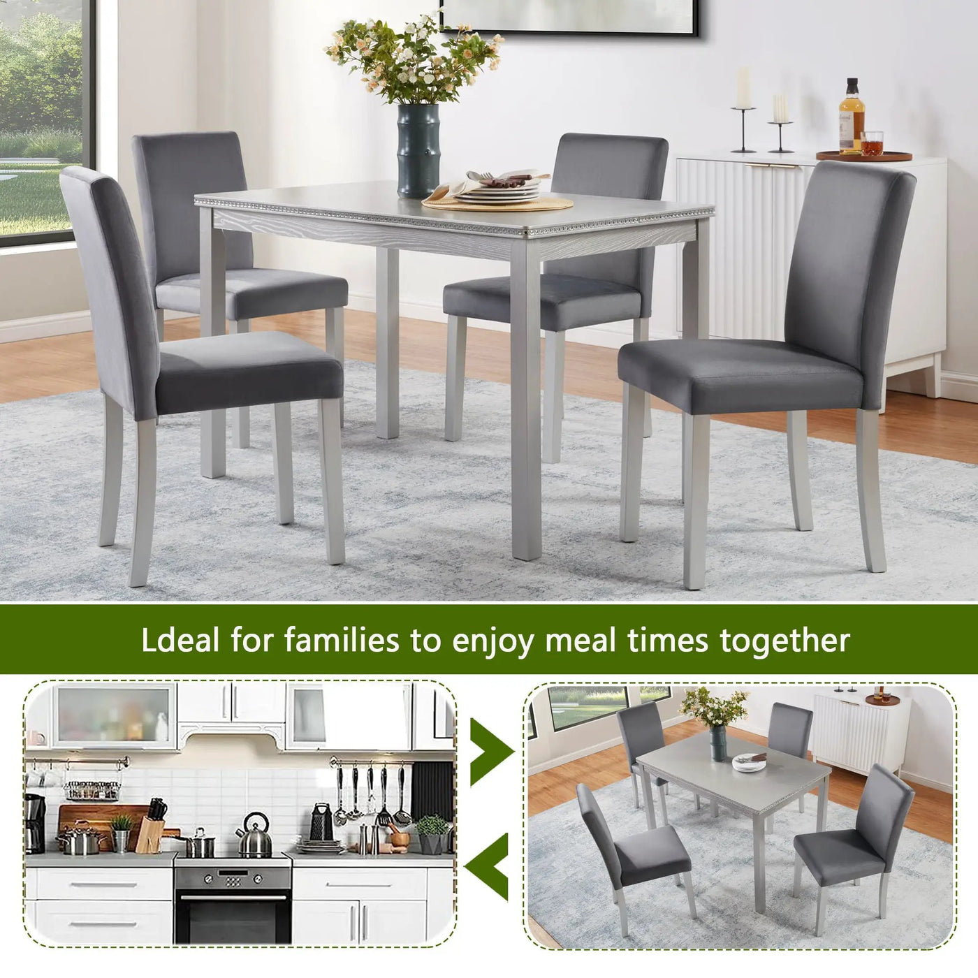 Dining Table Set, Table With A Rectangular Table And Upholstered Chairs by Unique Piece Furniture