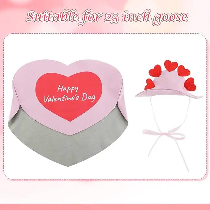 Valentines Goose Outfit Heart Porch Goose Clothes Pink Valentine Outfits for 23" H Statue, Concrete Cement Costume Outdoor Patio Yard Lawn Art Decoration by GreenHaven Gardens