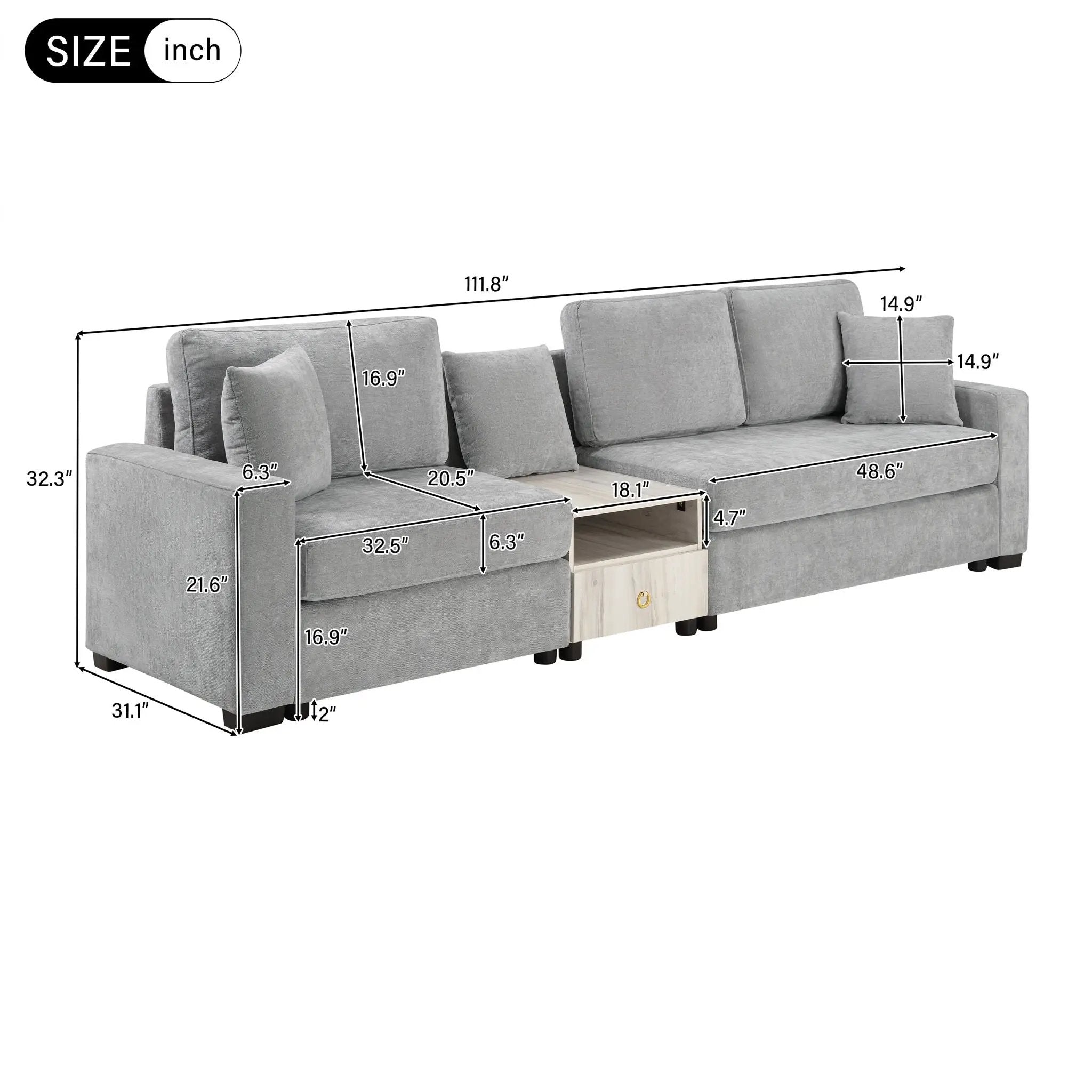 Modular Sofa Couch With Storage Armrest And Center Console by HouseOfZazla