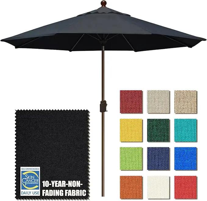 EliteShade USA 10-Year-Non-Fading 10Ft Market Umbrella Patio Umbrella Outdoor Table Umbrella with Ventilation, Black by GreenHaven Gardens