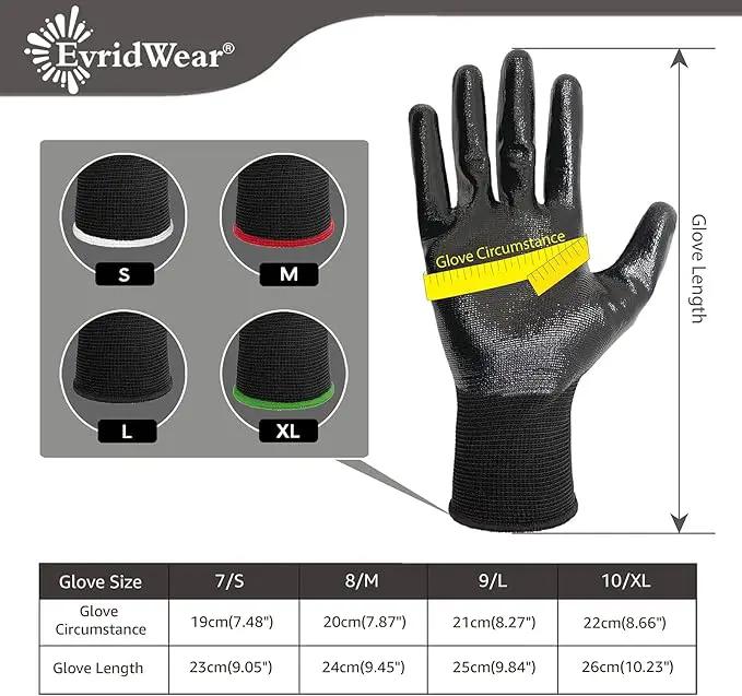 Evridwear Work Gloves with Grip Rubber Coated for Men Women Warehouse Mechanic,12 Pairs Bulk by GreenHaven Gardens