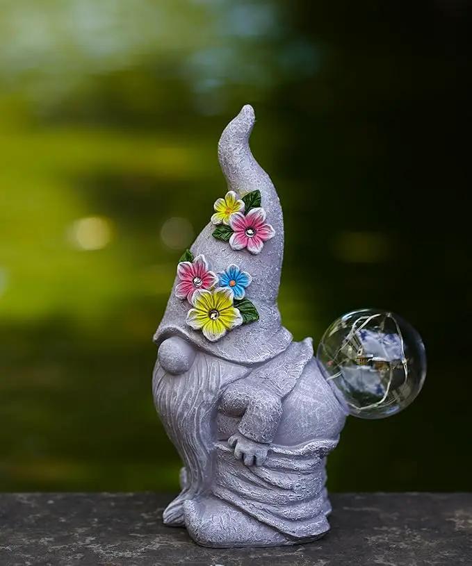 Solar Gnome Statue for Garden Decor: Outdoor Sculpture for Yard Lawn Porch Balcony Patio - Ideal Gift for Lover Mom Women Grandma by GreenHaven Gardens