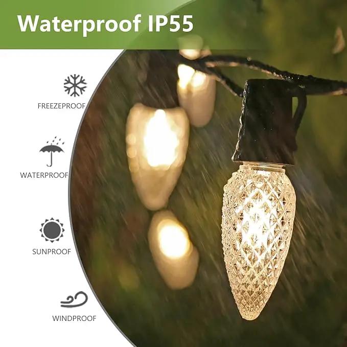 100Pack C9 Replacement LED Light Bulbs, Strawberry Christmas Bulb 2700K Soft White Shatterproof & Waterproof Outdoor String Light Bulbs, E17 Candelabra Base Edison Bulbs for Holiday Decoration by GreenHaven Gardens