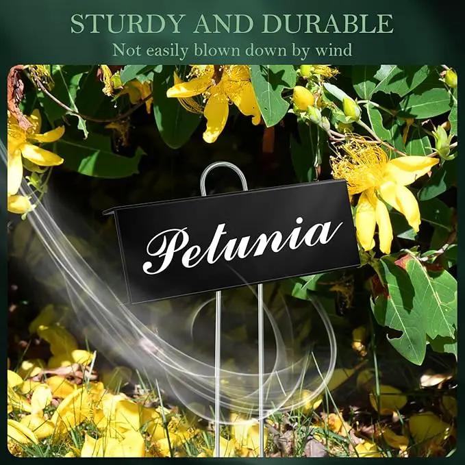50 Pack Metal Plant Labels for Outdoor Garden Waterproof Plant Markers, Labels Garden Markers for Seedlings Herbs Vegetable Greenhouse Gifts, with Pen - Black by GreenHaven Gardens
