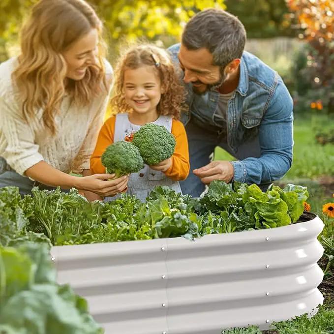 5x3x1ft Oval Galvanized Raised Garden Bed Outdoor 9-in-1 Large Metal Modular Planter Box Raised Beds for Gardening,Vegetables,Fruits,Flowers & Herbs (White) by GreenHaven Gardens