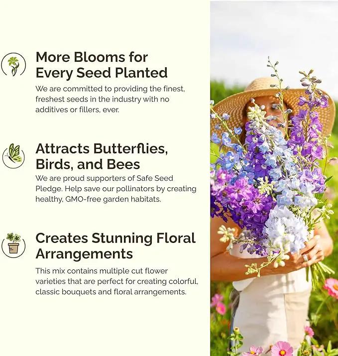 Eden Brothers Fairytale Flower Mixed Seeds for Planting, 1 lb, 480,000+ Seeds with Calendula, Cosmos Dazzler, Cornflower | Attracts Pollinators, Plant in Spring or Fall, Zones 3, 4, 5, 6, 7, 8, 9, 10 by GreenHaven Gardens
