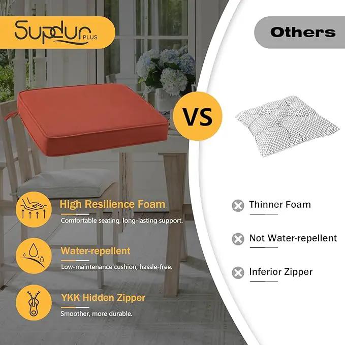 Outdoor Sunbrella Square Corner Seat Cushion, 18.5"x16"x3", Set of 4, Non Slip Seat Cushion Pads with Removable Cover for Patio Furniture, Garden Yard Lawn, Spectrum Grenadine by GreenHaven Gardens