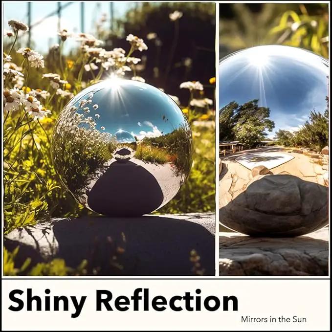 8 Inch Stainless Steel Gazing Globe,v2croft Hollow Ball Mirrored Surface Polished Shiny Sphere,Garden Stainless Steel Gazing Ball for Outdoor Lawn Pond Yard Ornament(Silver) by GreenHaven Gardens