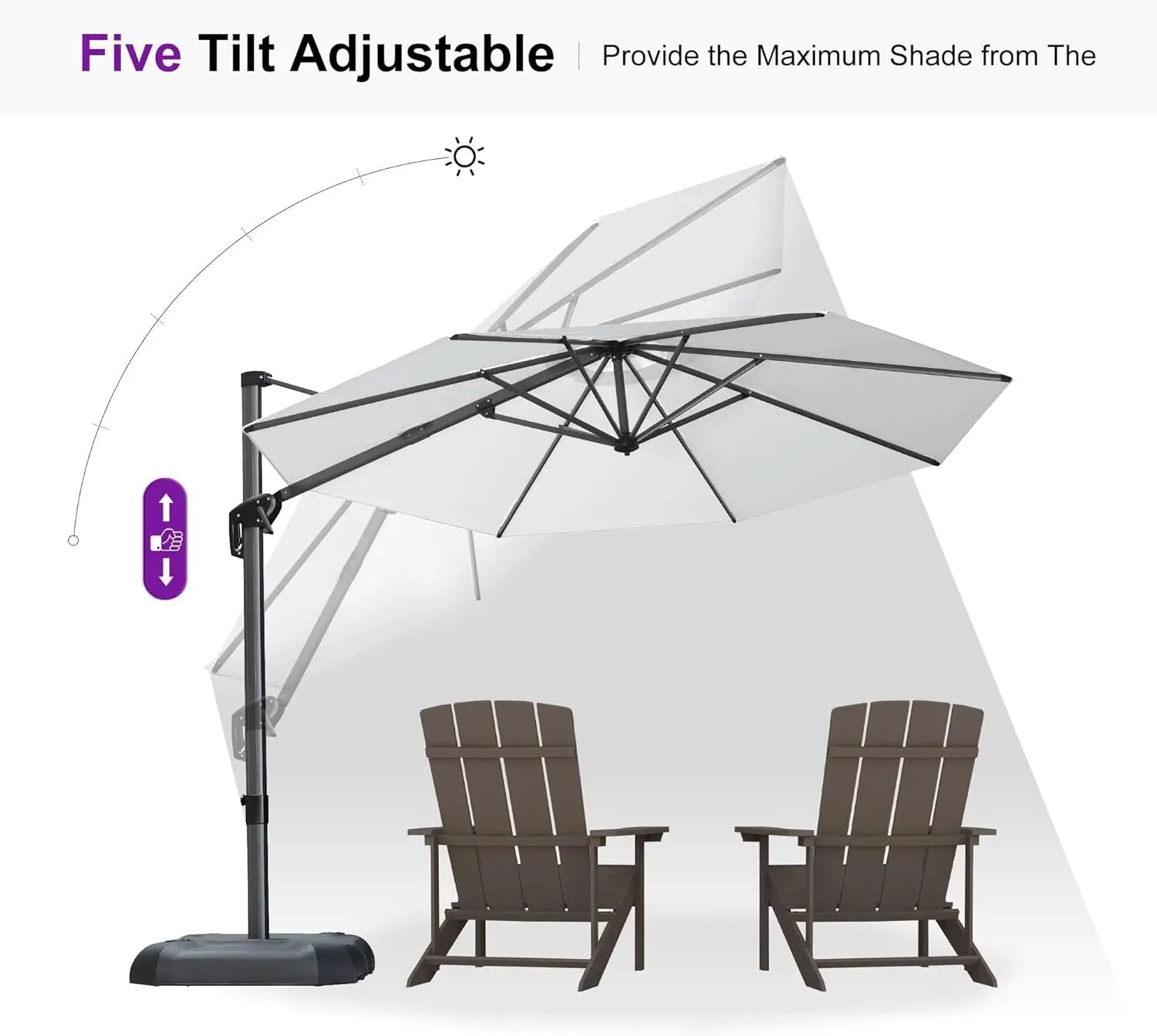 PURPLE LEAF 10 Feet Patio Umbrella Outdoor Cantilever Round Umbrella Aluminum Offset Umbrella with 360-degree Rotation for Garden Deck Pool Patio White by GreenHaven Gardens
