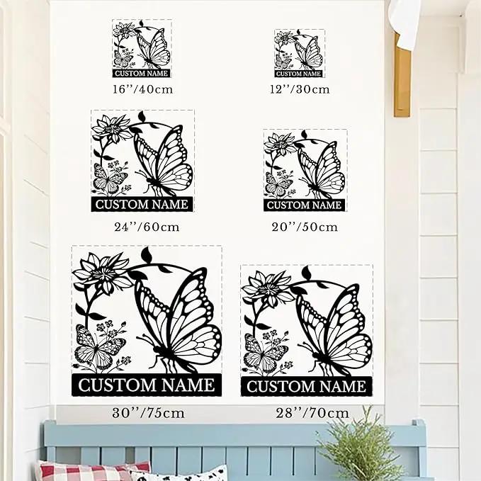 Custom Butterfly Metal Sign,Personalized Butterfly House Number Signs,Personalized Gardener Name Sign,Garden Patio Wall Decor (Style-5) by GreenHaven Gardens