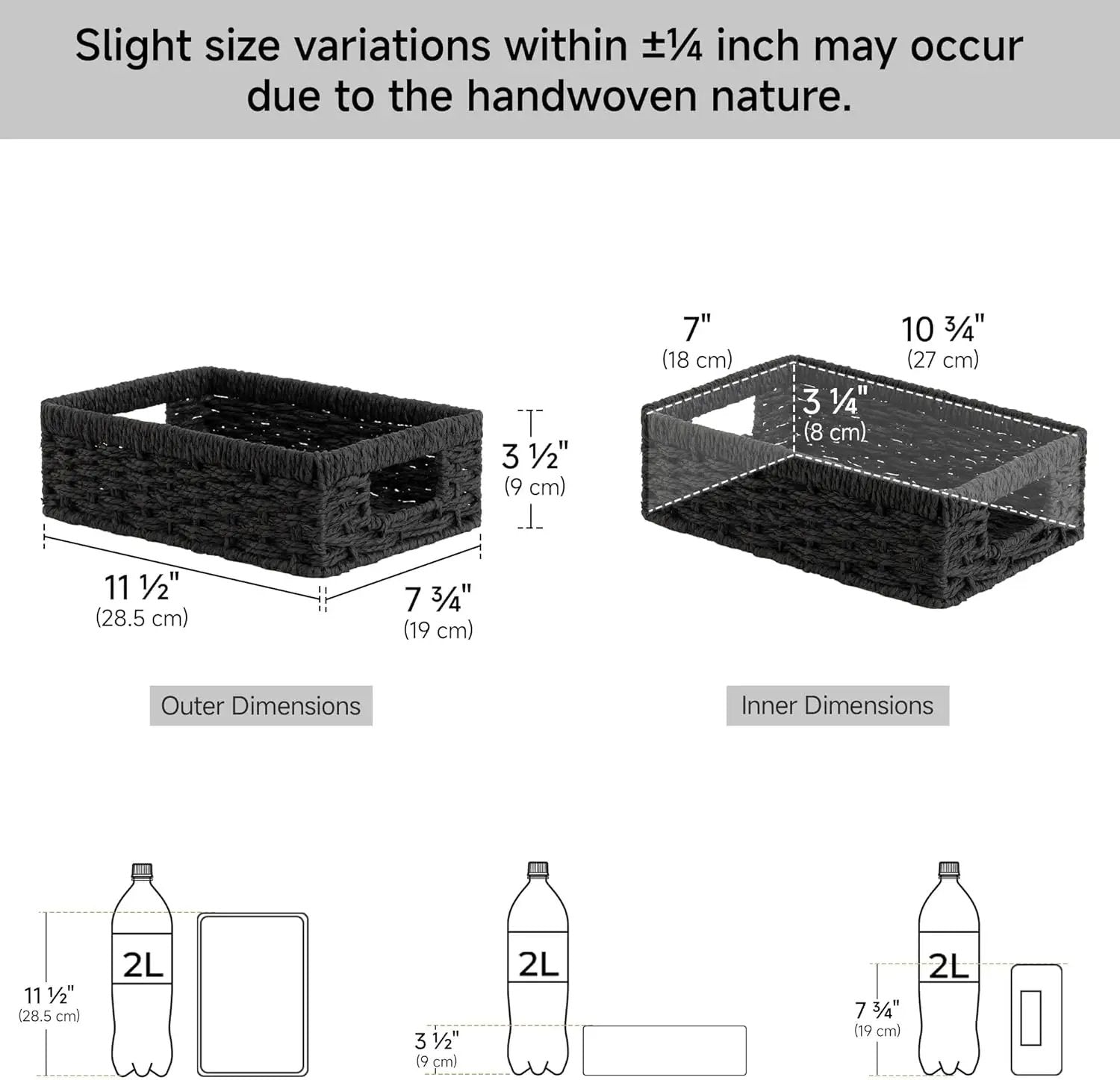 StorageWorks Small, Pantry Baskets, Wicker Storage Baskets for Organizing, Bathroom Shelves, Pantry Organizers and Storage, Black, 2-Pack by GreenHaven Gardens