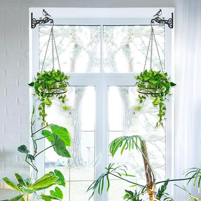 4-Pack Aesthetic Wall Plant Hanger Indoor and Outdoor – 10 Inch Metal Hanging Plant Bracket with Beautiful Bird Pattern – Heavy Duty Plant Hooks for Hanging Plants, Bird Feeder, Wind Chime, Lantern by GreenHaven Gardens